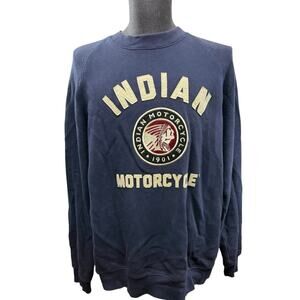 Indian Motorcycle Soft French Terry Embroidered Sweatshirt Blue Men Size Large